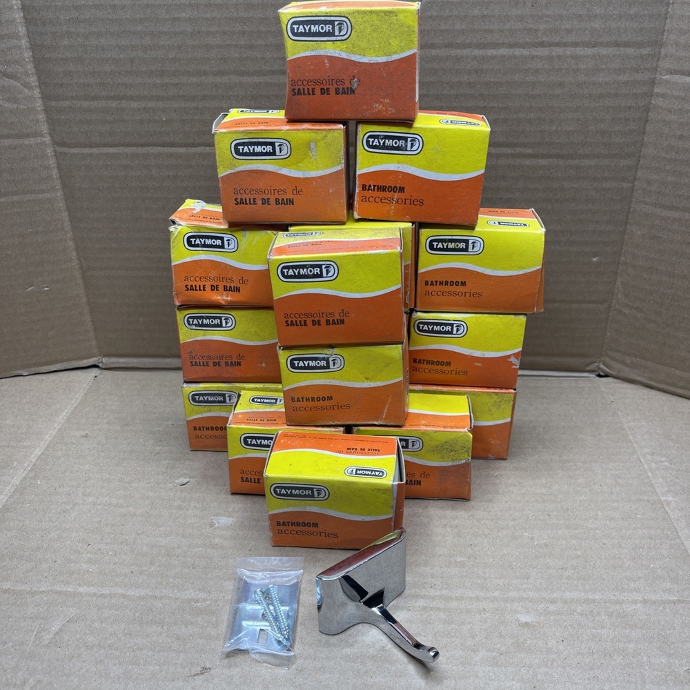 17 Vintage Taymor 9401 Single Robe Hooks Chrome NOS Bathroom Hardware w/ Boxes